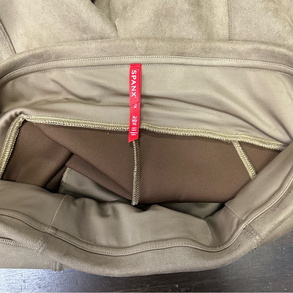 Spanx Women’s Faux Suede Slimming Leggings Pants In Beige Size XL - Picture 12 of 14